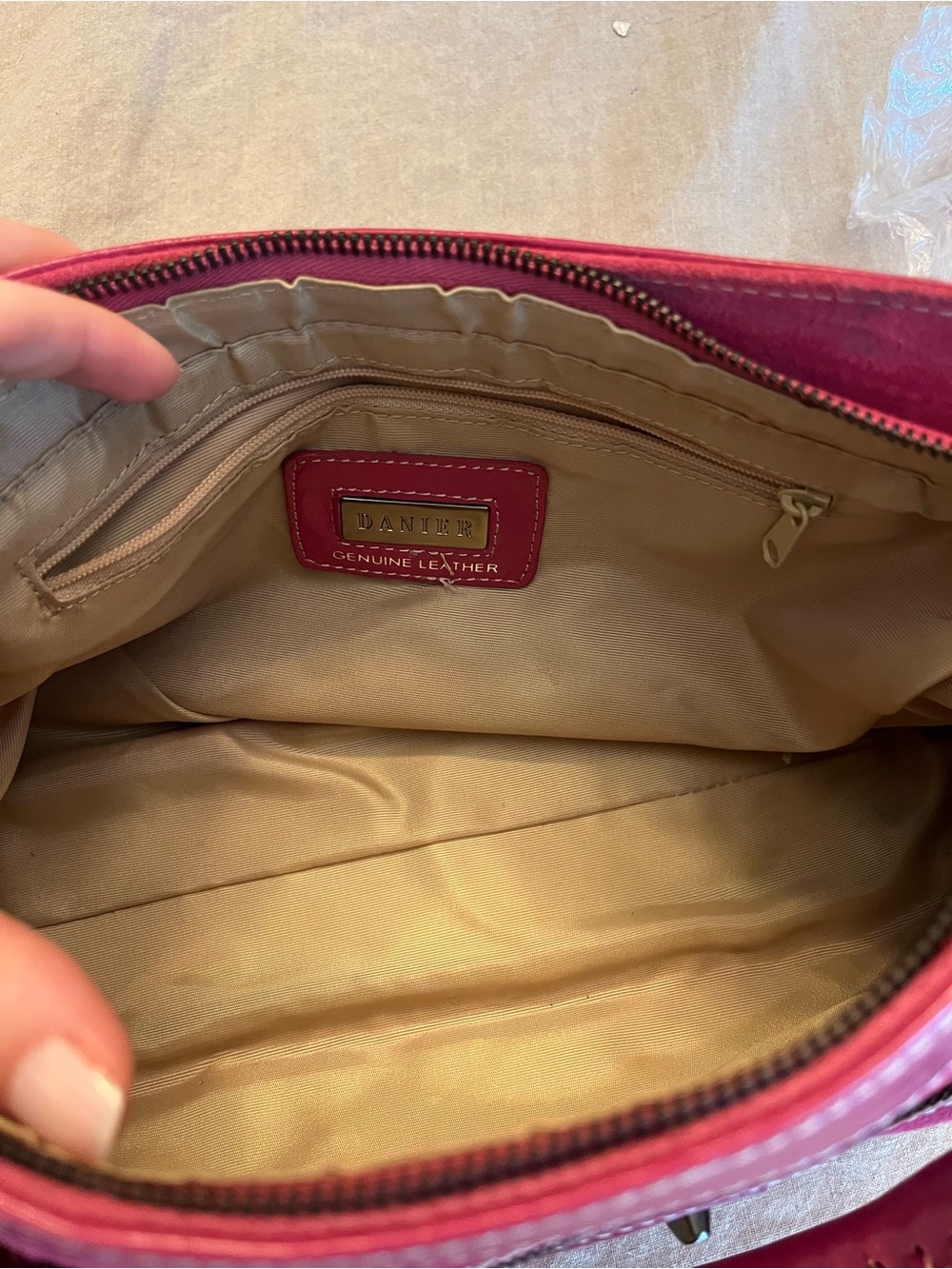 Danier Genuine Leather Suede Satchel Bag - Picture 7 of 7
